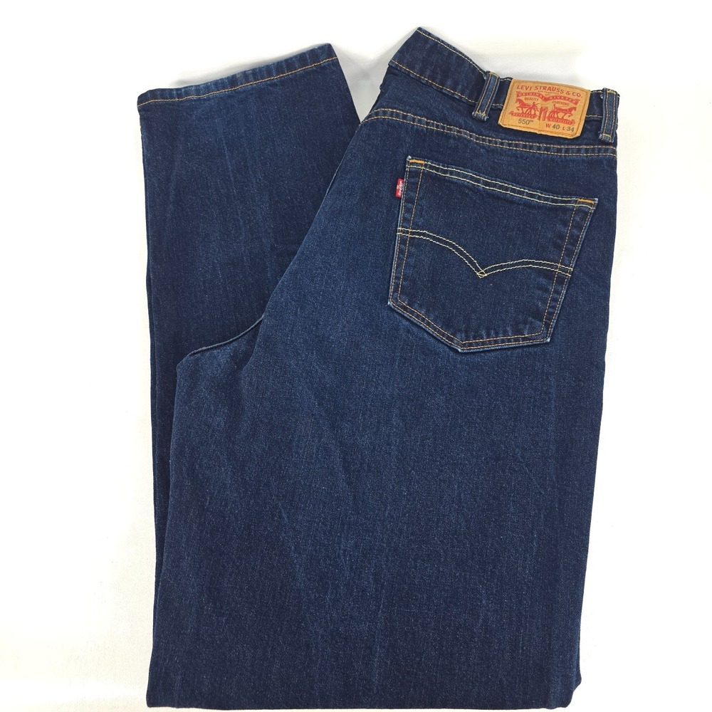 Levi's 550 Denim Jeans Men's 38x33 (40x34) Dark Relaxed Fit Classic Straight Leg